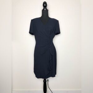 Donna Morgan Petites Navy Blue Short Sleeve Elegant Dress